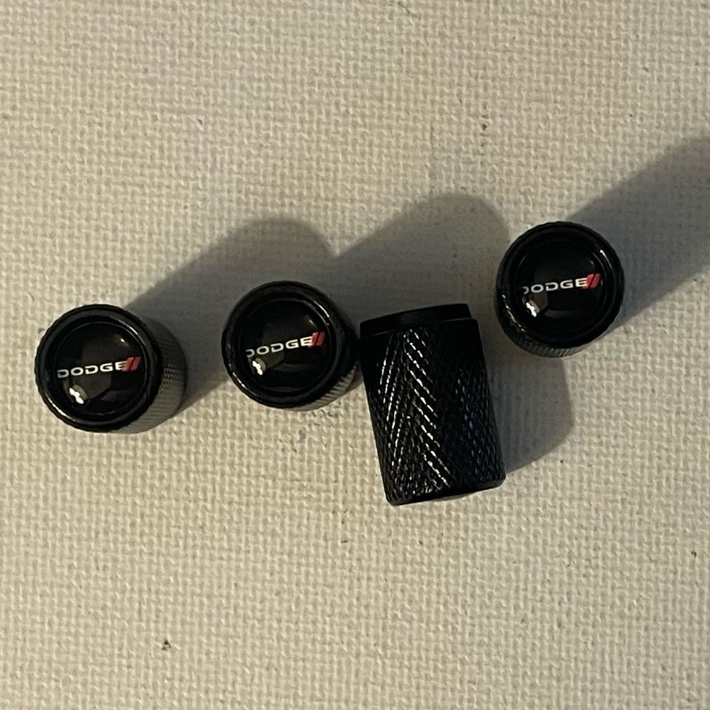 Dodge Logo Valve Stem Caps in Black Set of 4 NWT